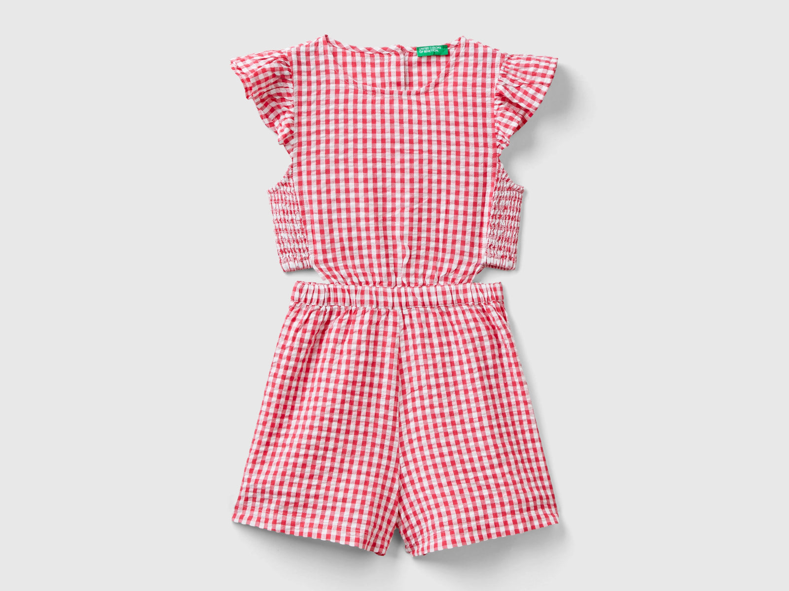 Tuta vichy con alette da bambina fucsia | Benetton Outlet