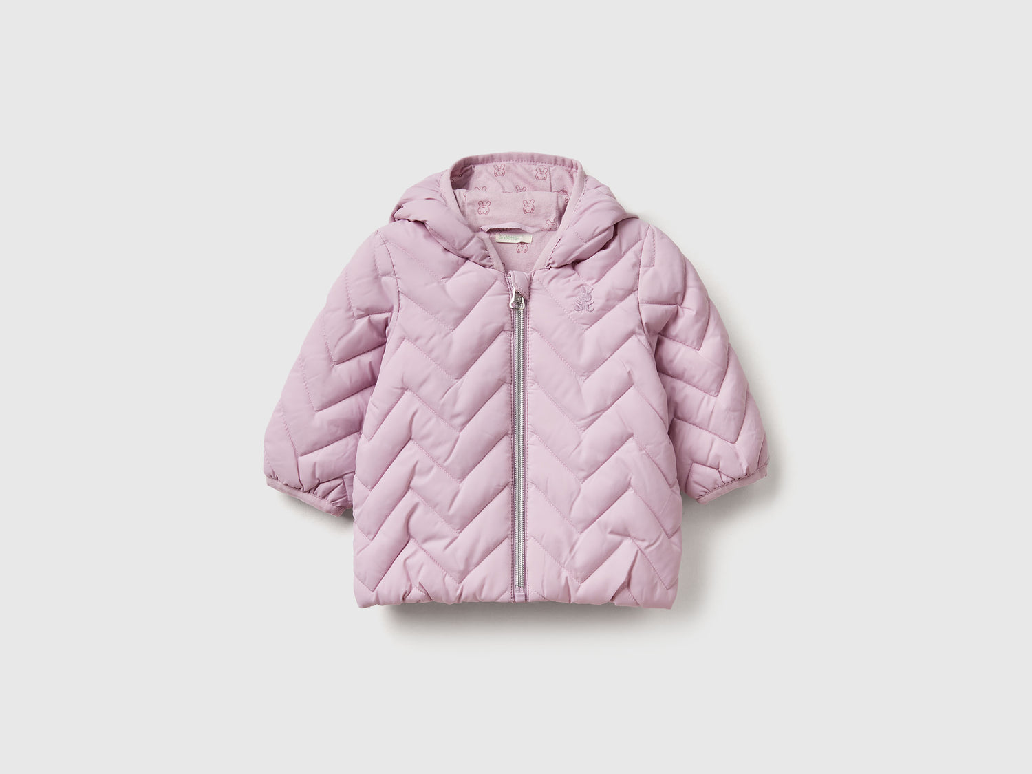Piumino imbottito con orecchie da neonato lavanda | Benetton Outlet