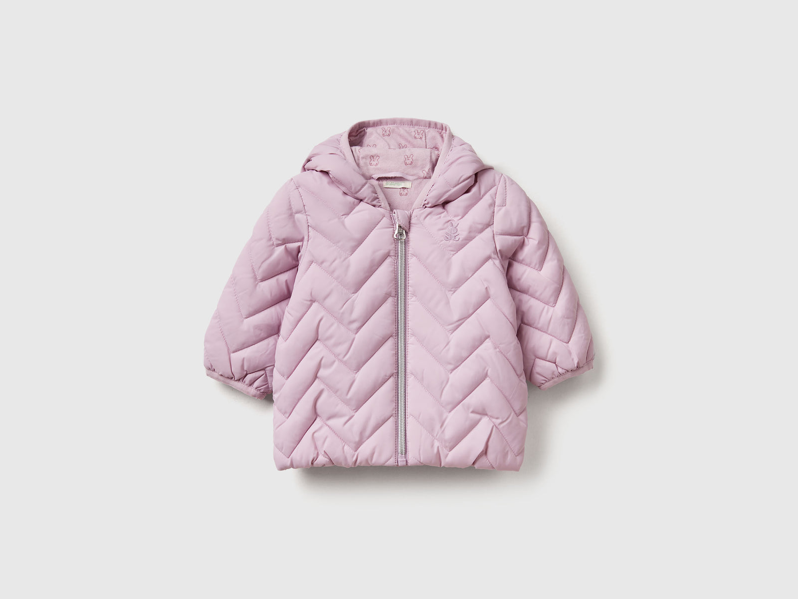 Piumino imbottito con orecchie da neonato lavanda | Benetton Outlet