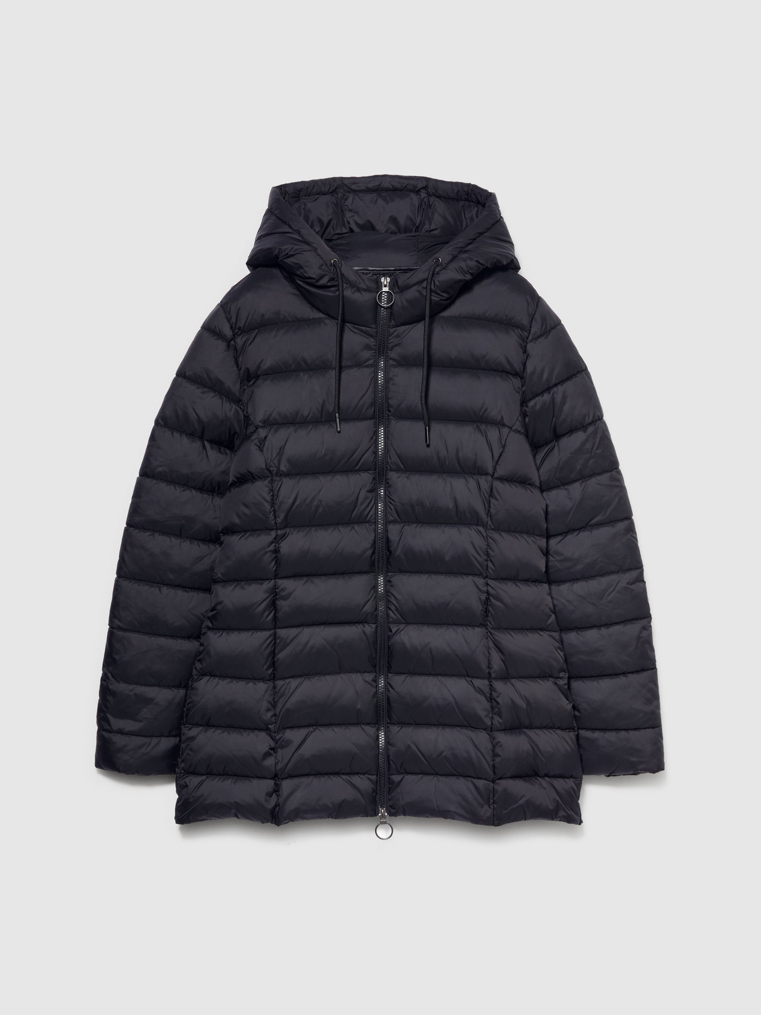 Piumino midi con cappuccio da donna nero | Sisley Outlet