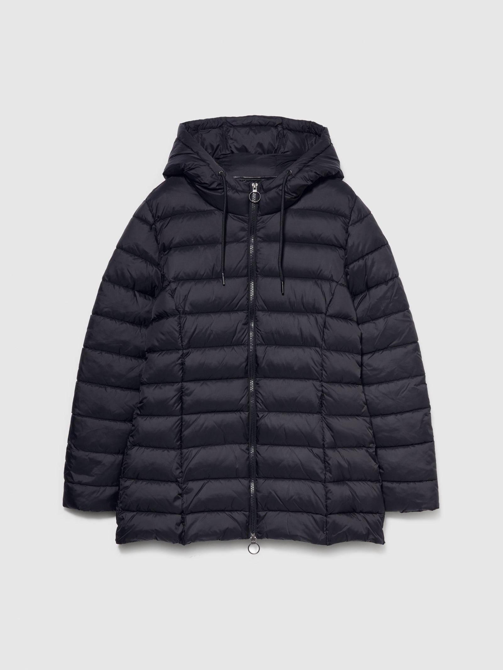 Piumino midi con cappuccio da donna nero | Sisley Outlet