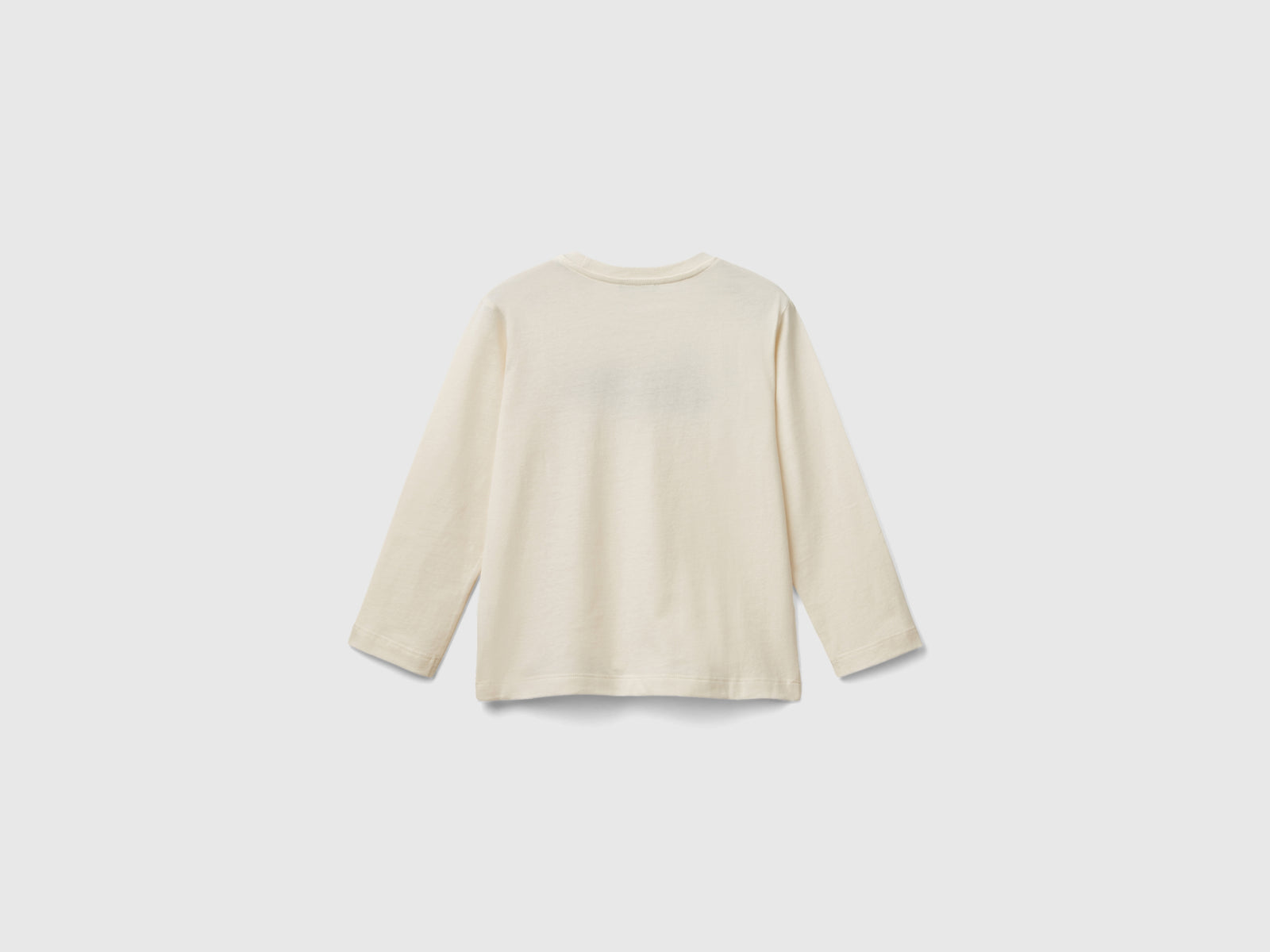 T-shirt con ricamo logo in cotone bio da bimbo bianco panna 2 | Benetton Outlet
