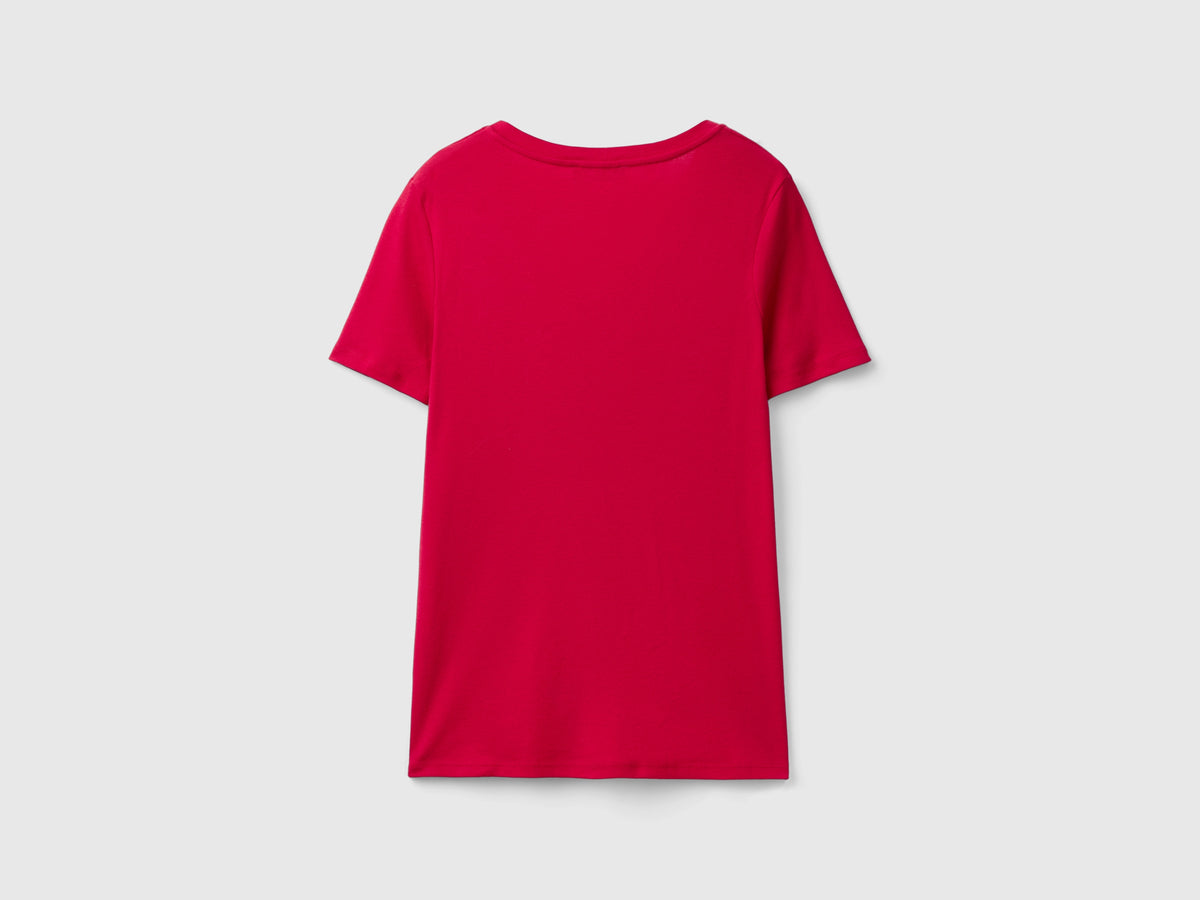 T-shirt in puro cotone con scollo a V