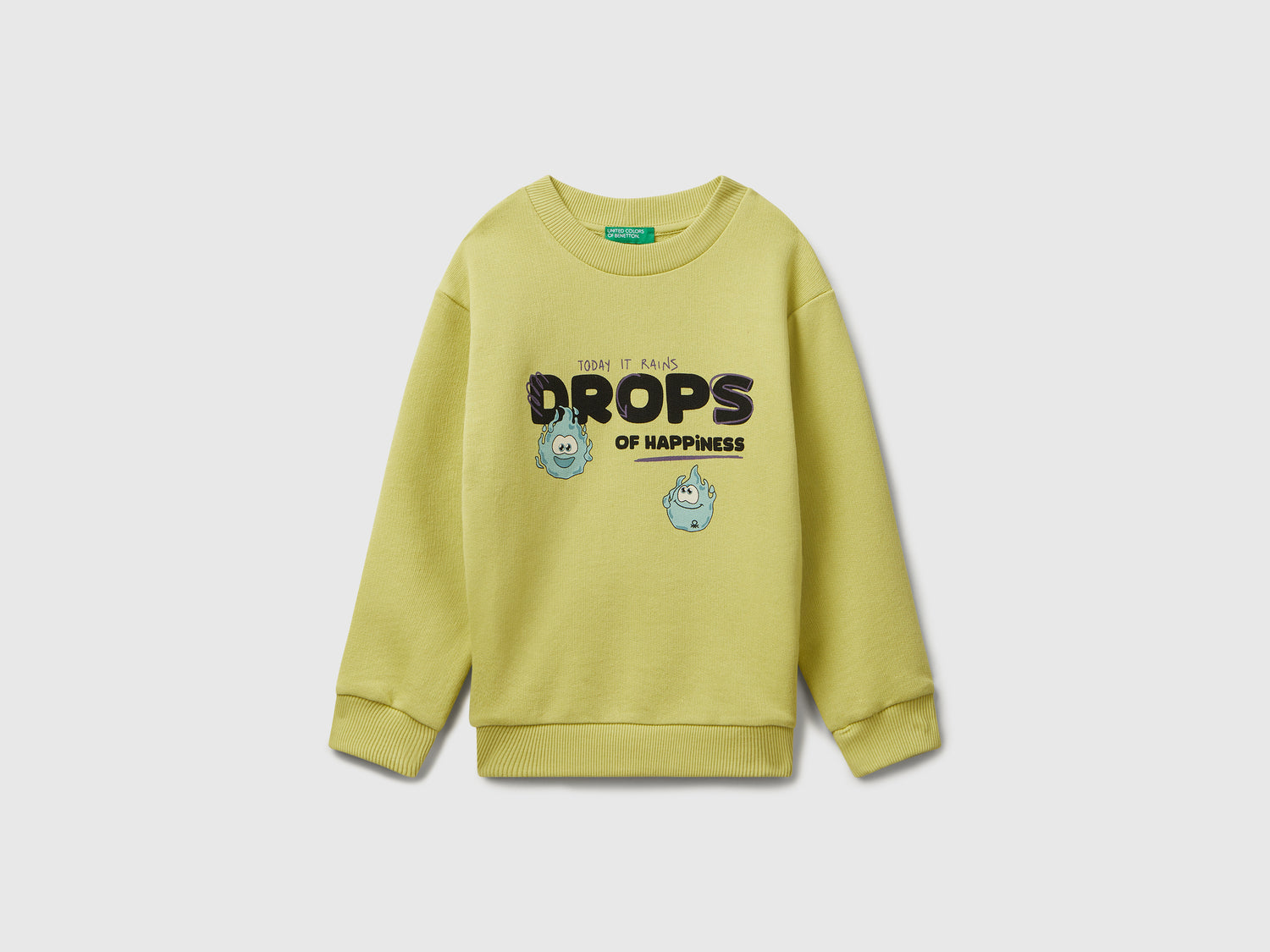 Felpa manica lunga con stampa da bimbo giallo | Benetton Outlet