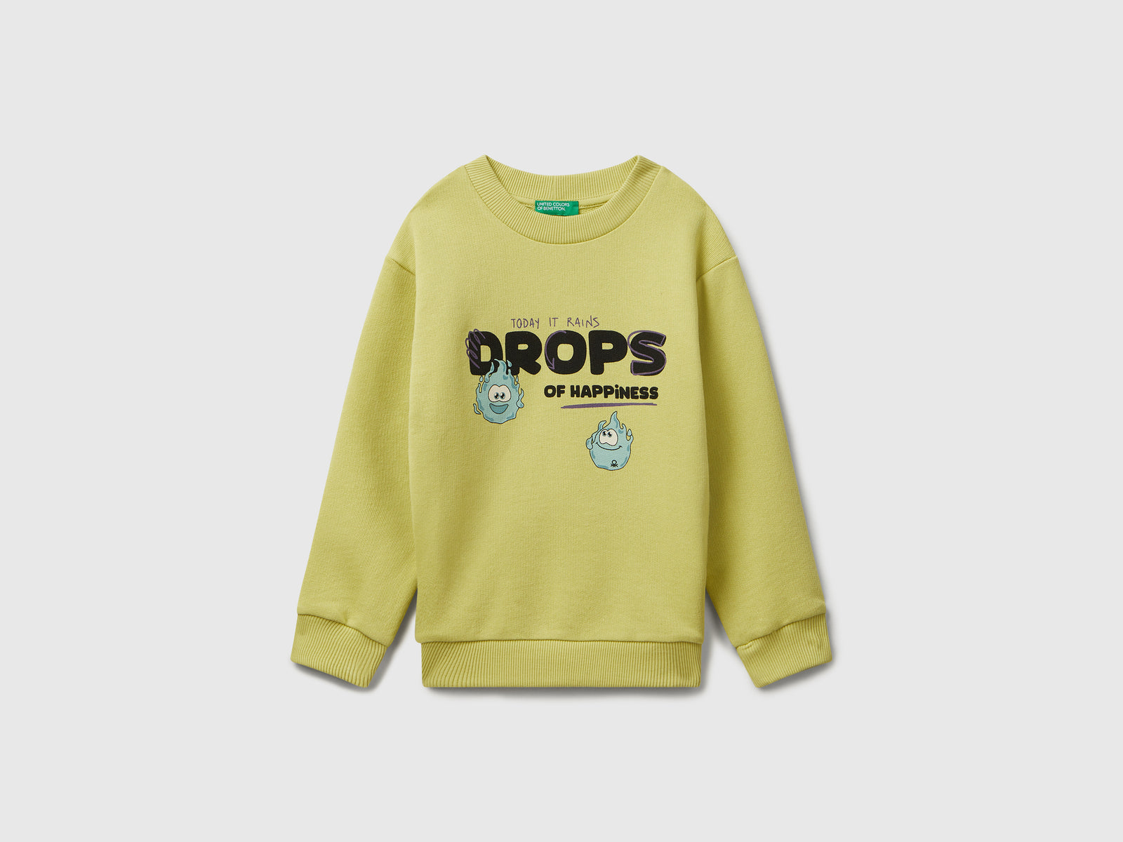 Felpa manica lunga con stampa da bimbo giallo | Benetton Outlet