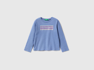 T-shirt in cotone bio con stampa glitter