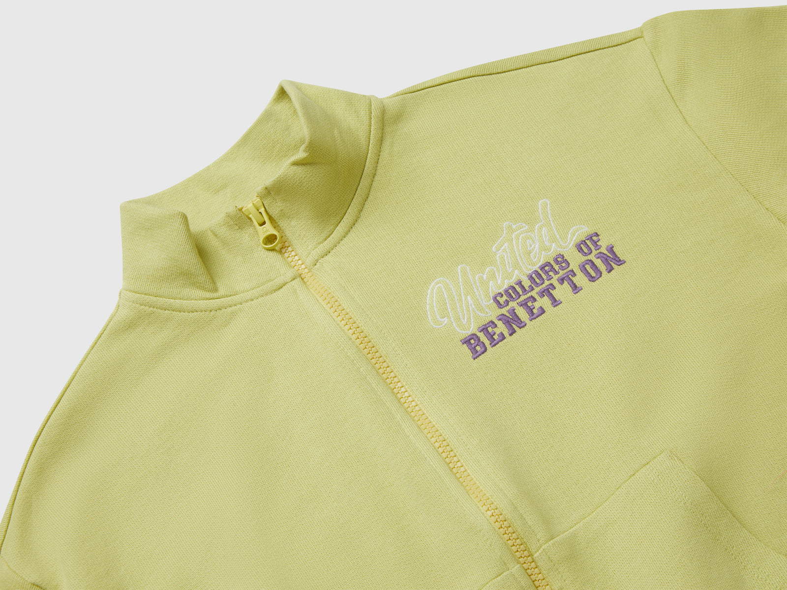 Felpa con zip e stampa da bambina giallo 3 | Benetton Outlet