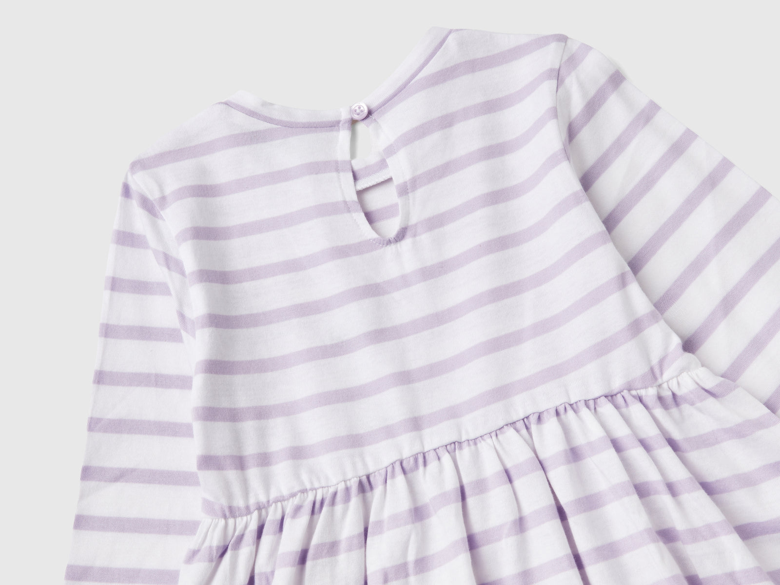 Abito a righe in puro cotone da bimba bianco 2 | Benetton Outlet