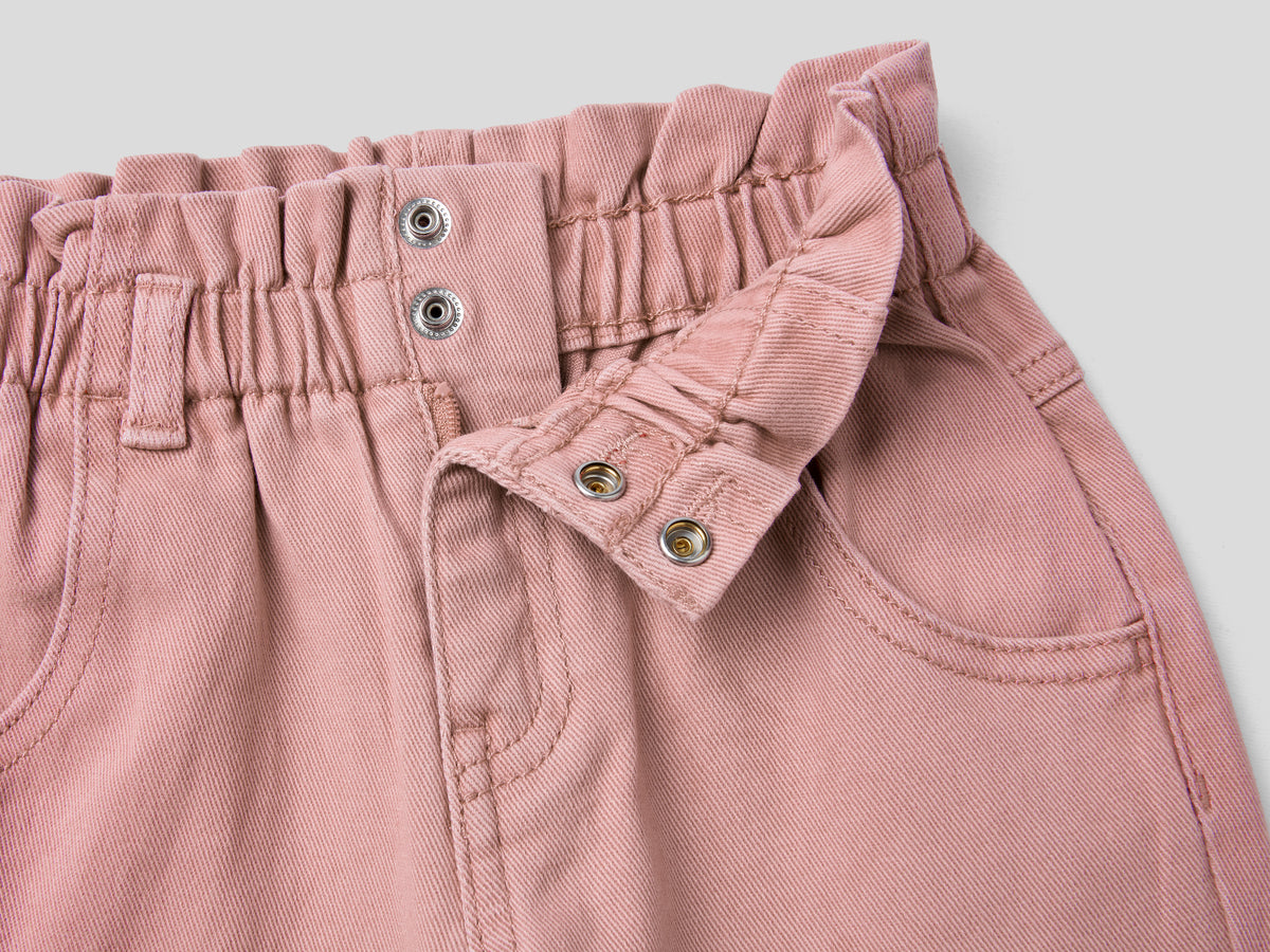 Pantaloni paperbag in cotone