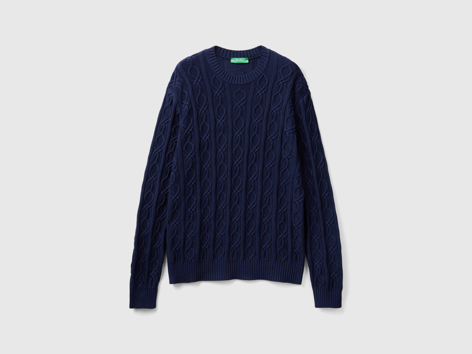 Maglione Monogram 100% cotone da uomo blu scuro | Benetton Outlet