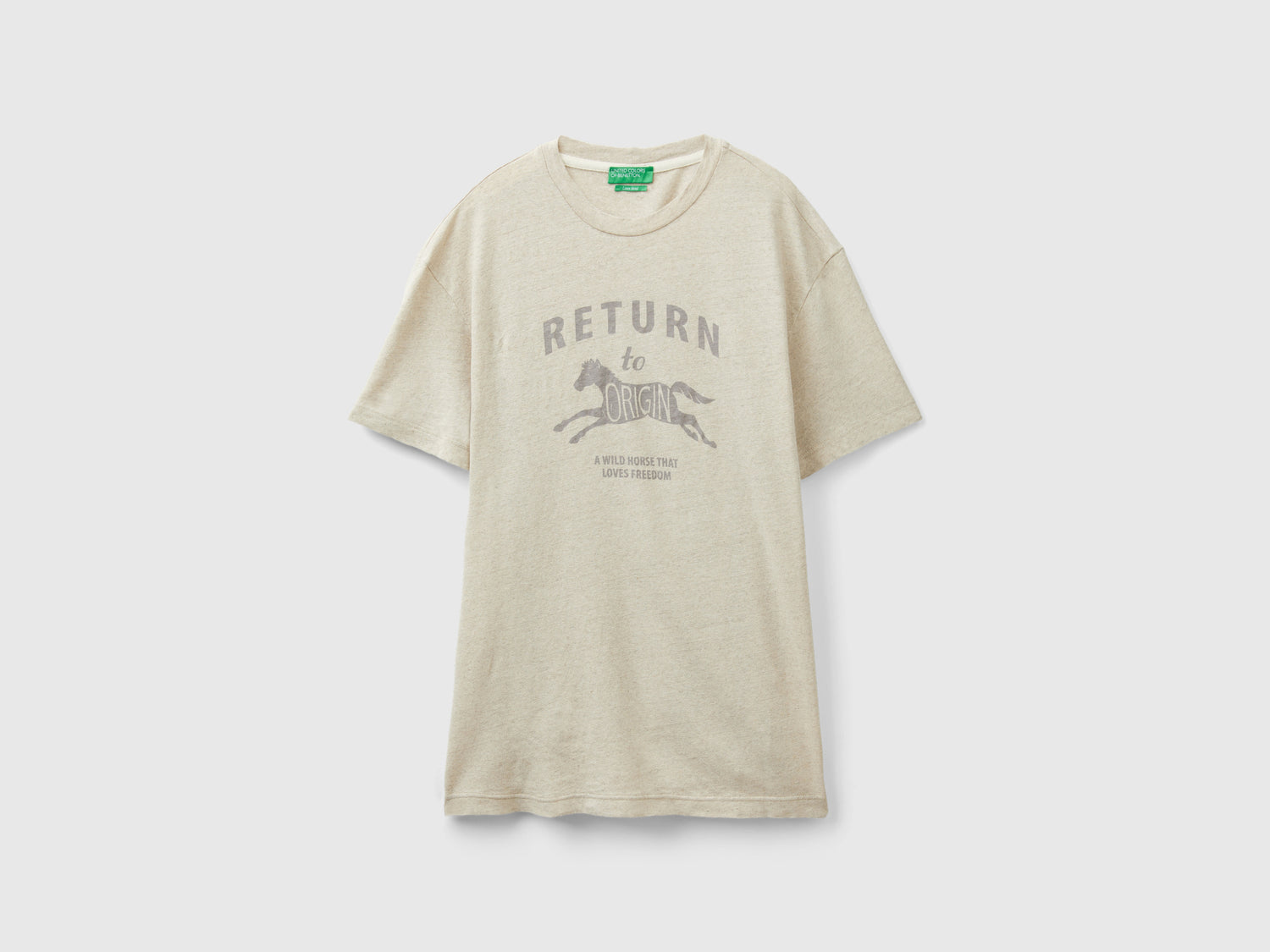 Maglietta in misto lino da uomo bianco panna | Benetton Outlet
