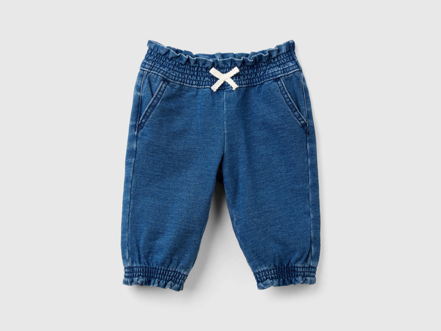 Pantaloni in felpa effetto denim da neonato blu | Benetton Outlet