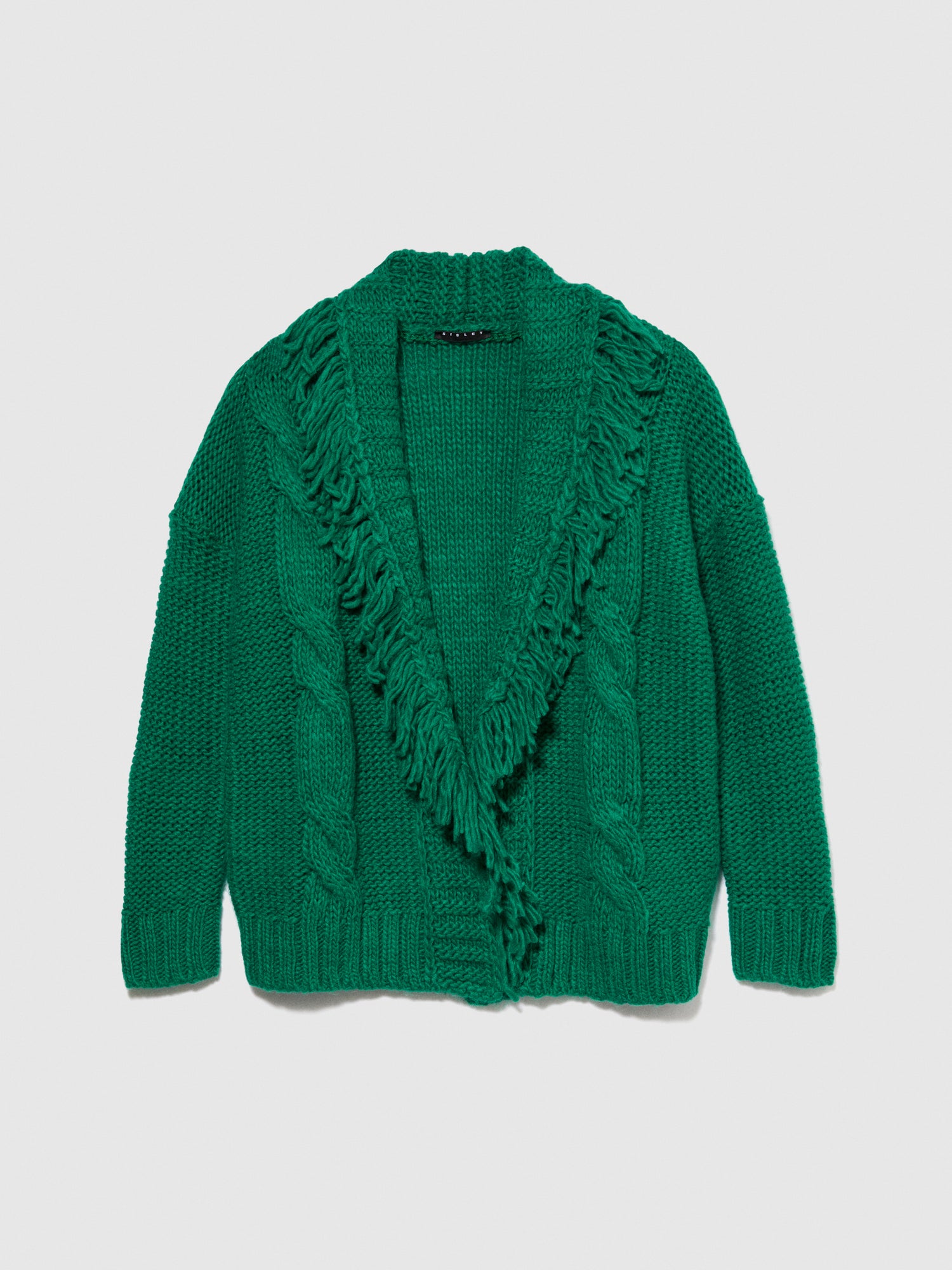 Cardigan con frange da bambina verde | Sisley young Outlet