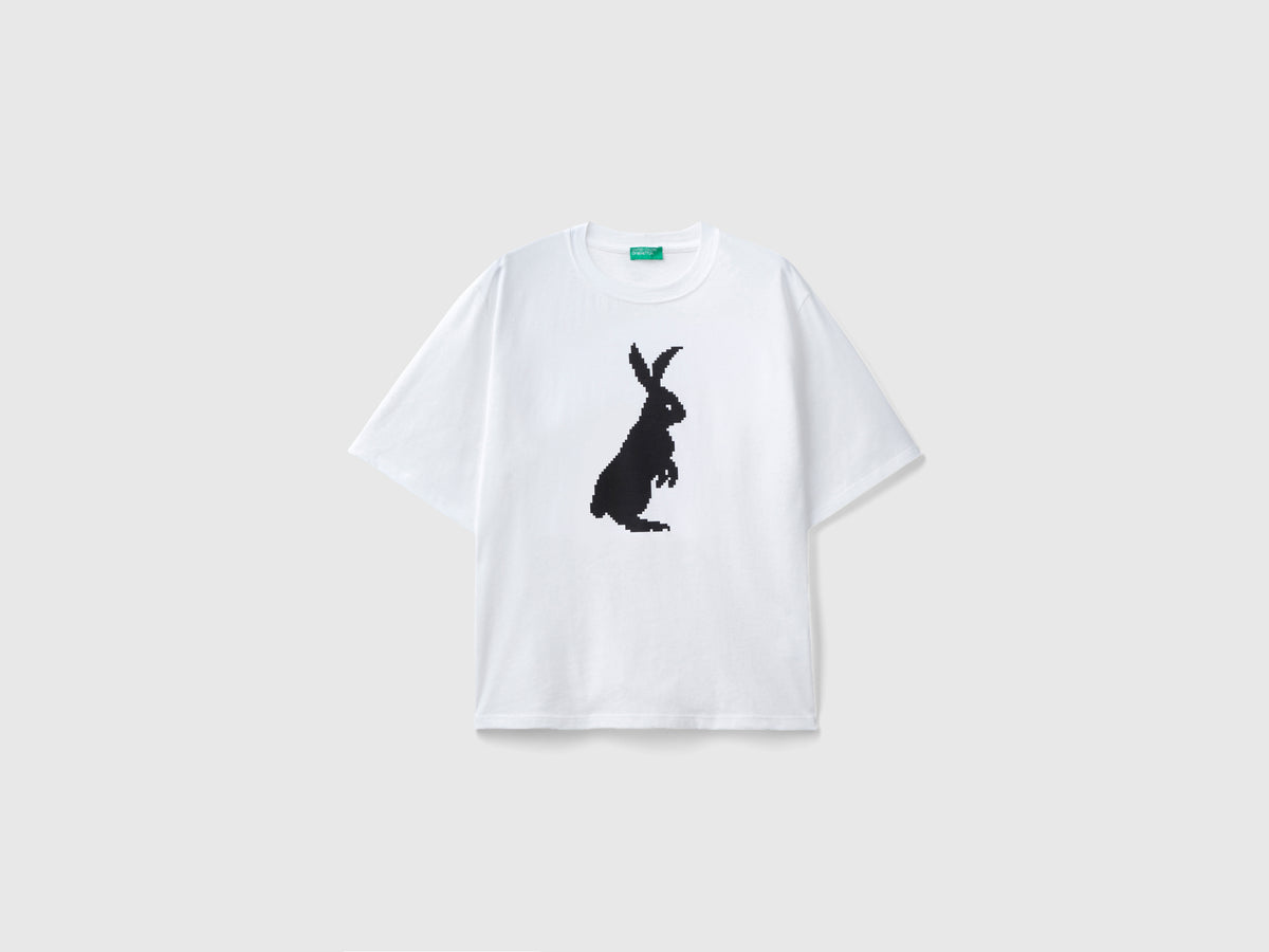 T-shirt con stampa coniglio