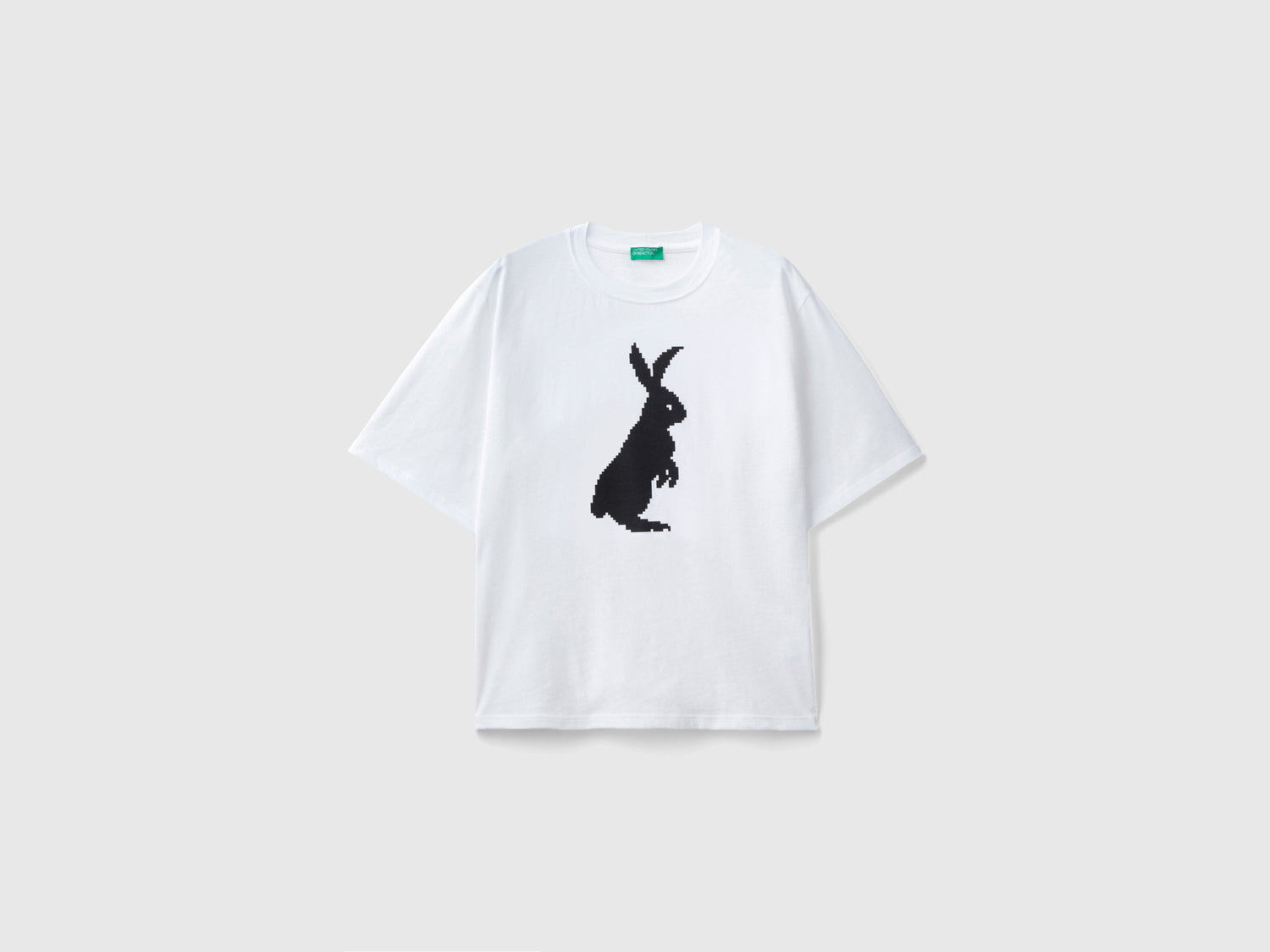T-shirt con stampa coniglio da donna bianco | Benetton Outlet