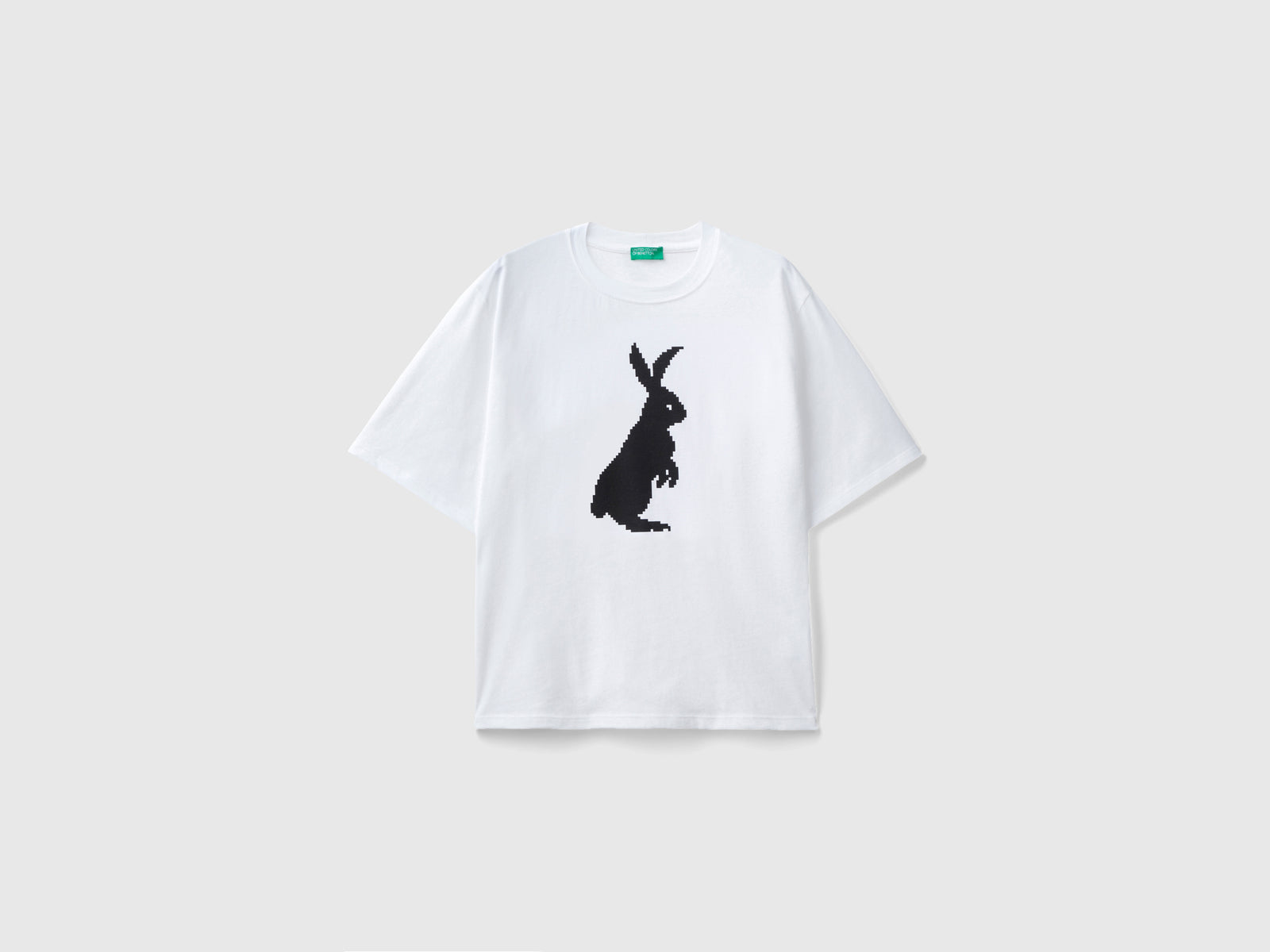 T-shirt con stampa coniglio da donna bianco | Benetton Outlet
