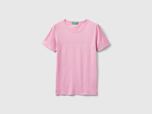 T-shirt 100% cotone con stampa logo glitter