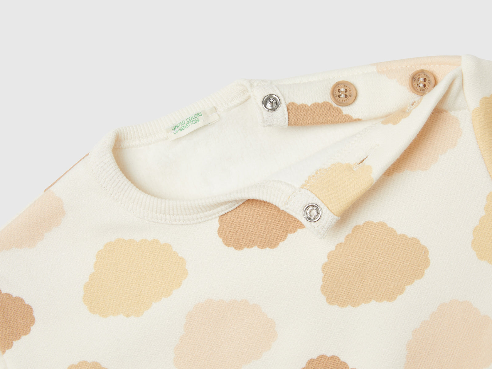 Felpa stampata foderata in ciniglia da neonato beige 2 | Benetton Outlet