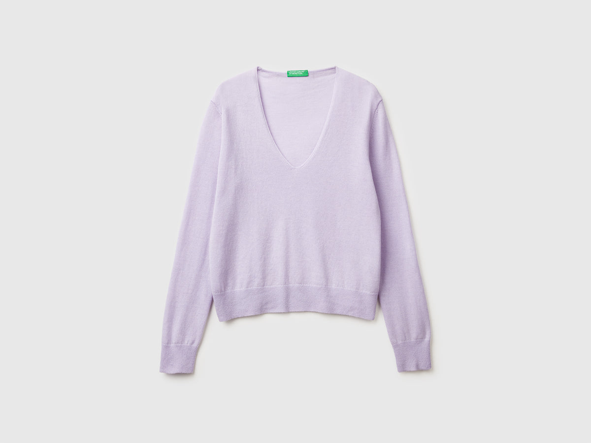 Maglione con scollo a V in pura lana Merino