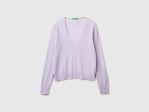 Maglione con scollo a V in pura lana Merino