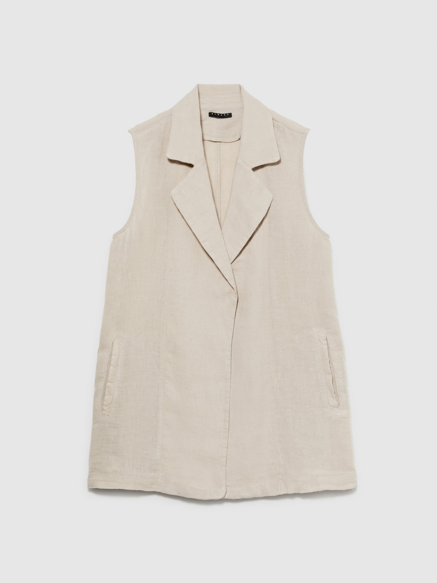 Gilet aperto 100% lino da donna beige | Sisley Outlet