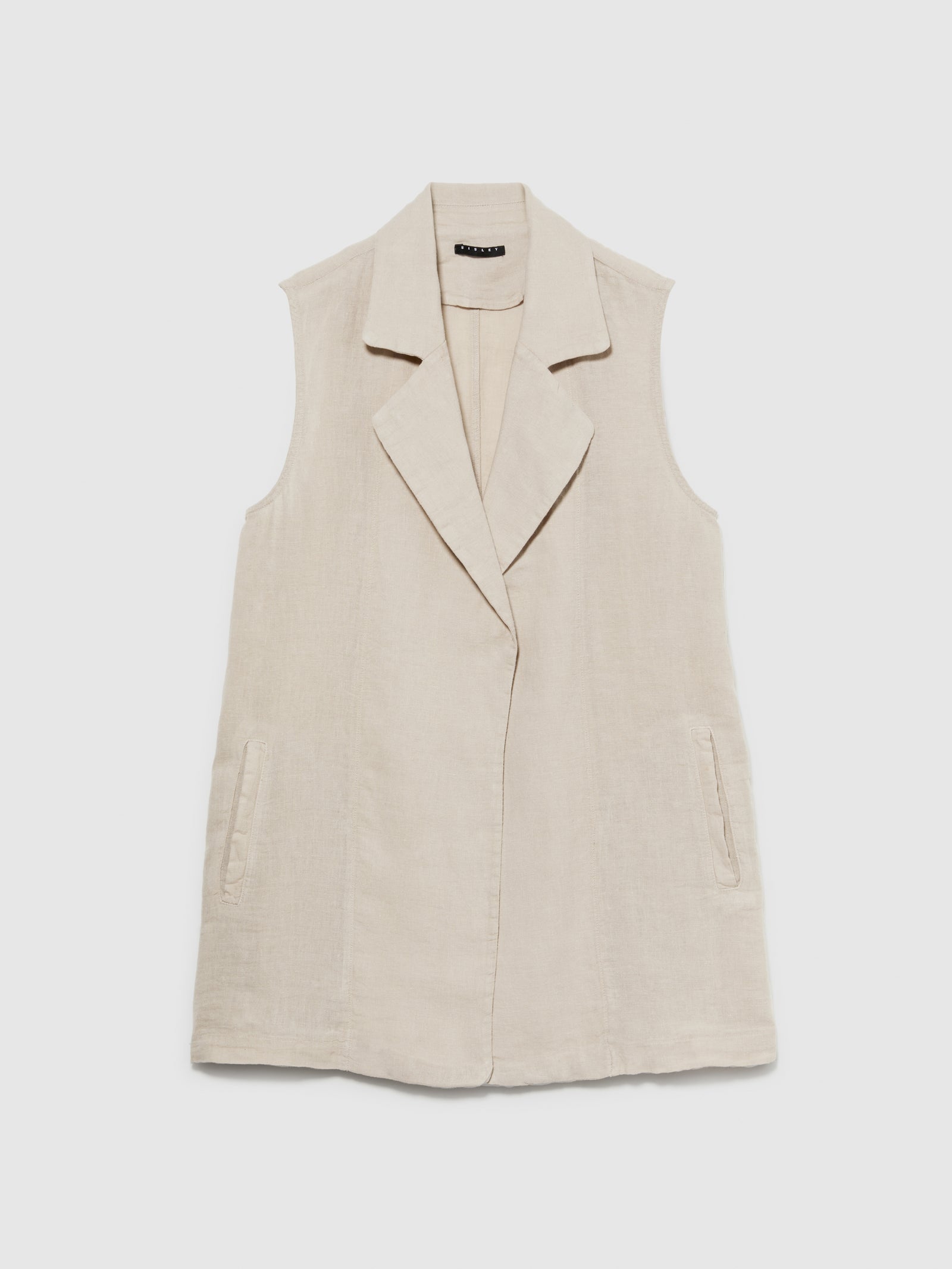 Gilet aperto 100% lino da donna beige | Sisley Outlet
