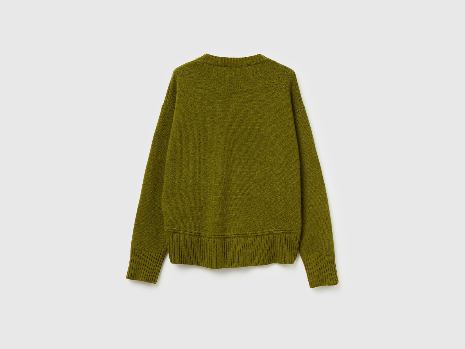 Maglia boxy fit in misto lana da donna verde militare 2 | Benetton Outlet