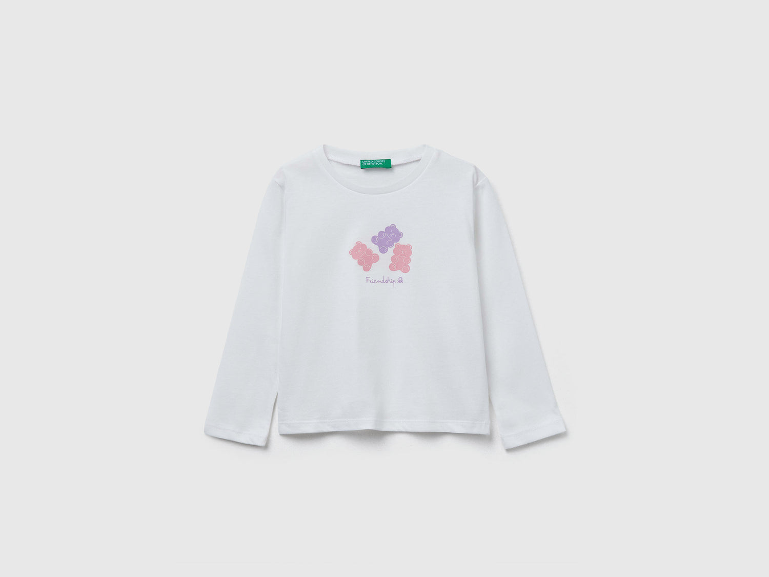 Maglietta regular fit con stampa da bimba bianco panna | Benetton Outlet