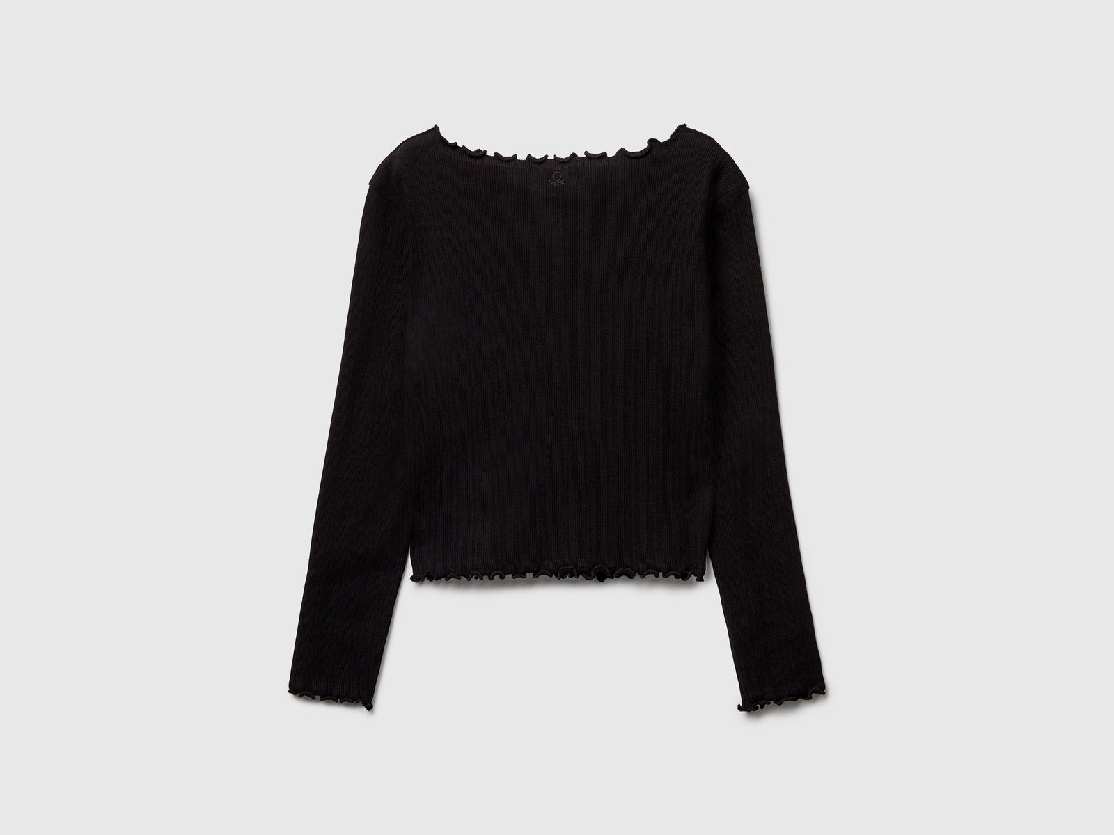 Maglietta con bordi ondulati da bambina nero 2 | Benetton Outlet