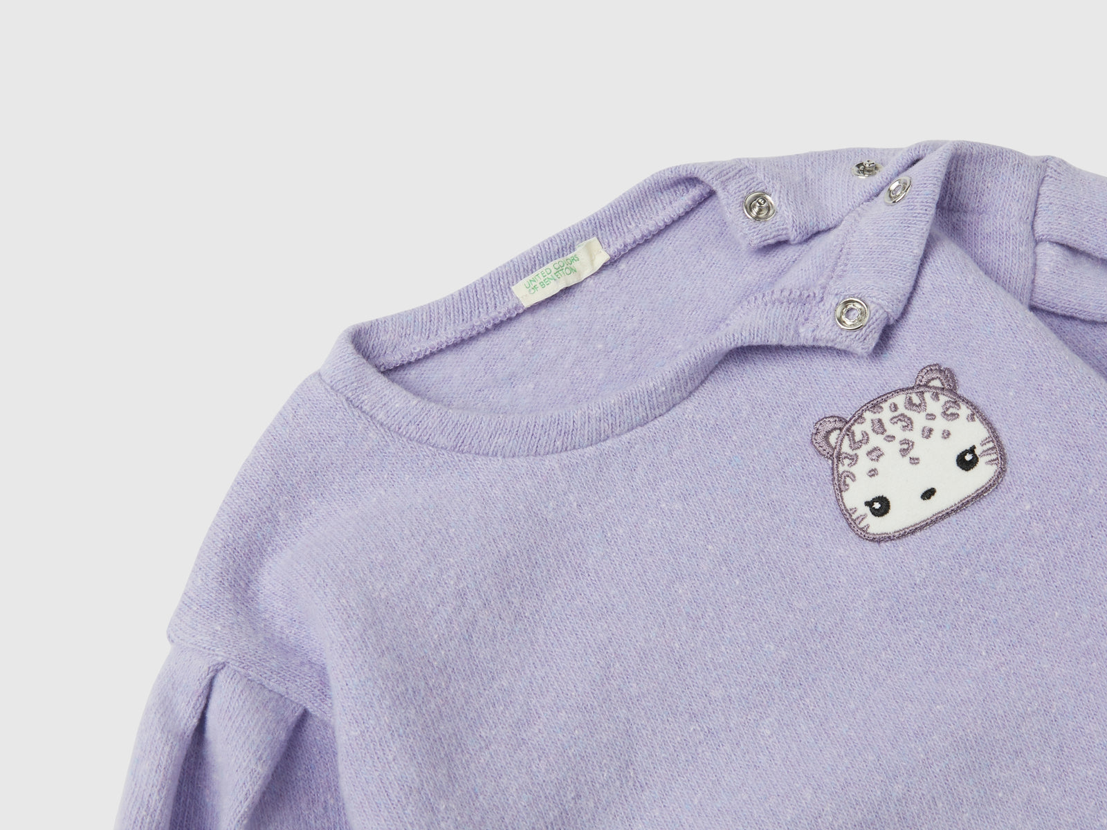 Felpa con patch in misto cotone riciclato da neonato lilla 2 | Benetton Outlet