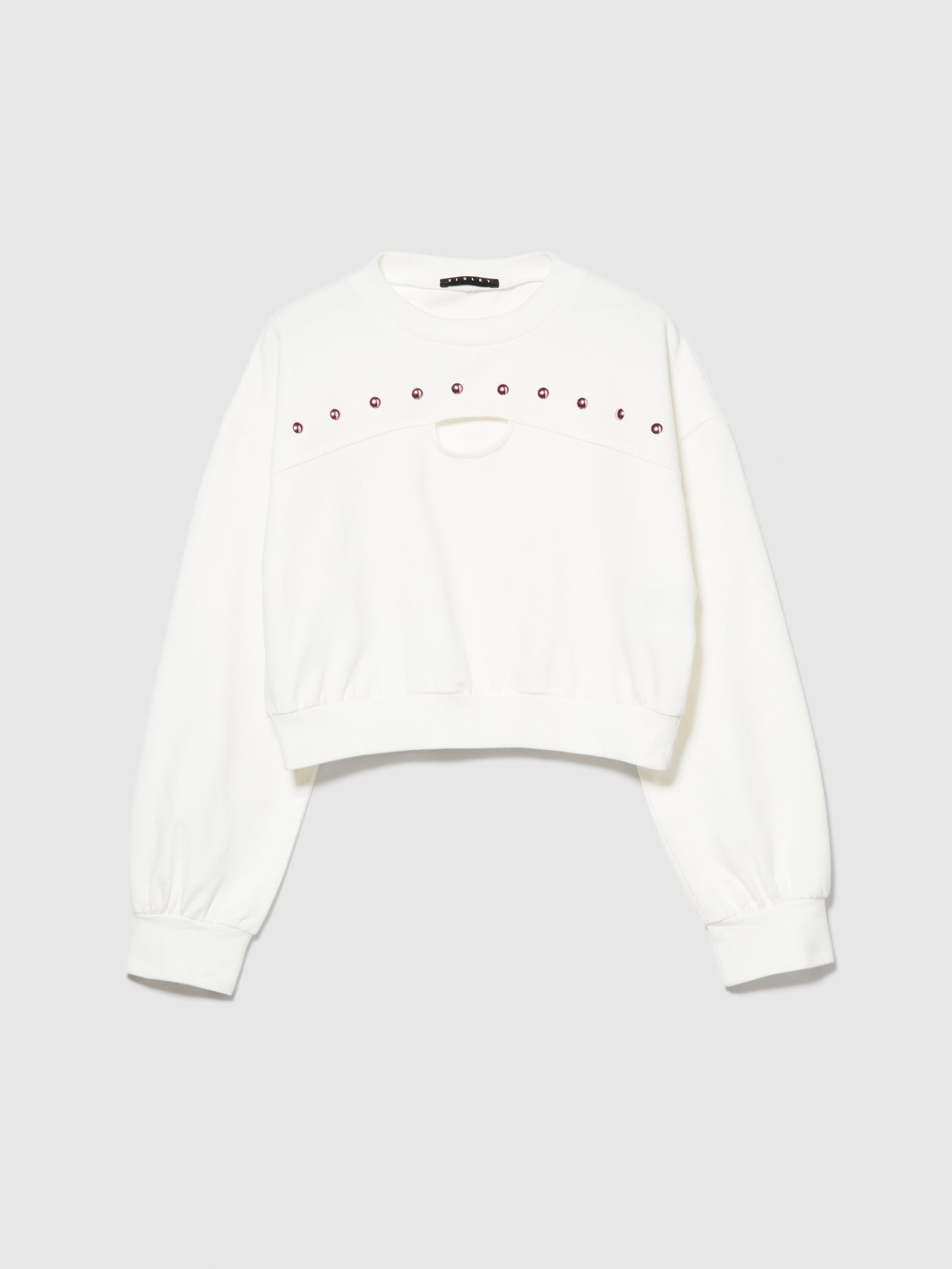 Felpa cropped con borchie da bambina bianco | Sisley young Outlet