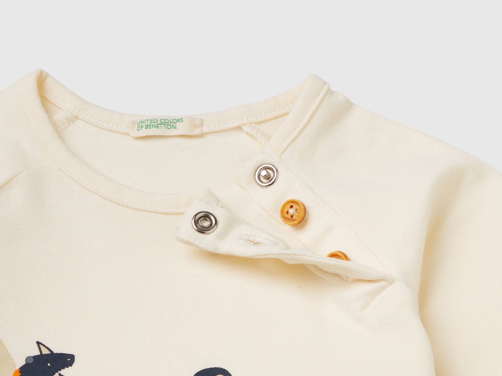 T-shirt con stampa animaletti da neonato bianco panna 3 | Benetton Outlet