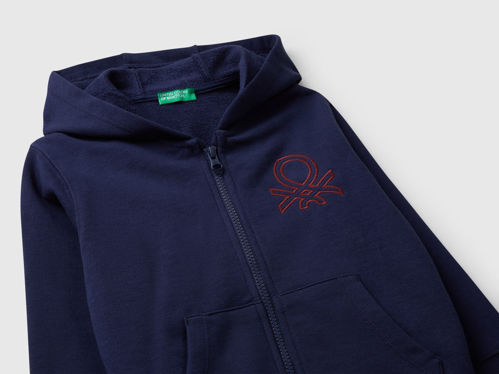 Felpa con cappuccio e ricamo da bimbo blu scuro 3 | Benetton Outlet