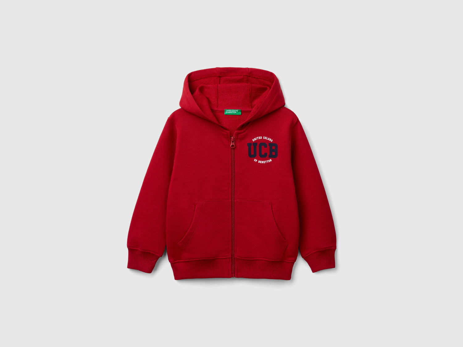 Felpa con logo e cappuccio da bimbo rosso | Benetton Outlet