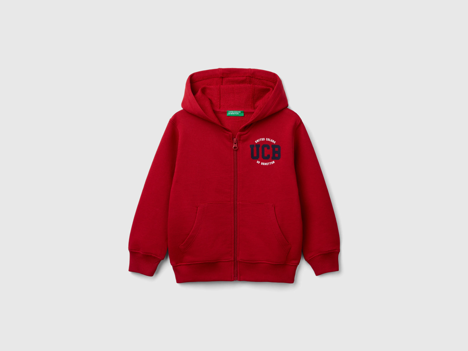 Felpa con logo e cappuccio da bimbo rosso | Benetton Outlet
