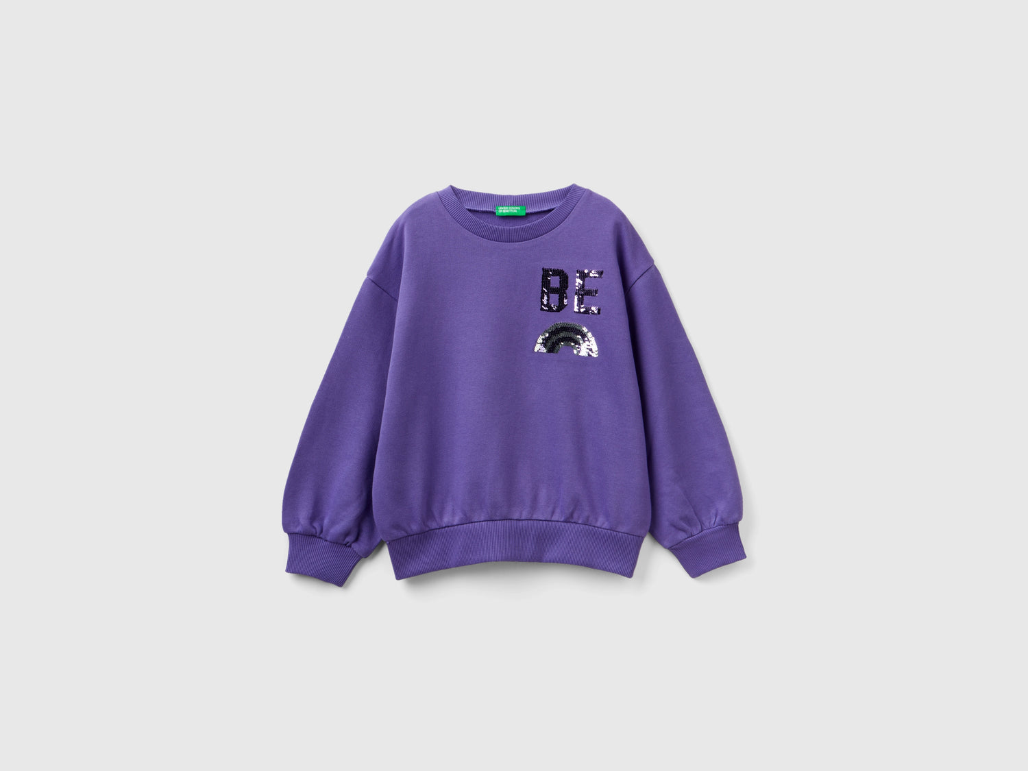 Felpa con paillettes reversibili da bambina viola | Benetton Outlet