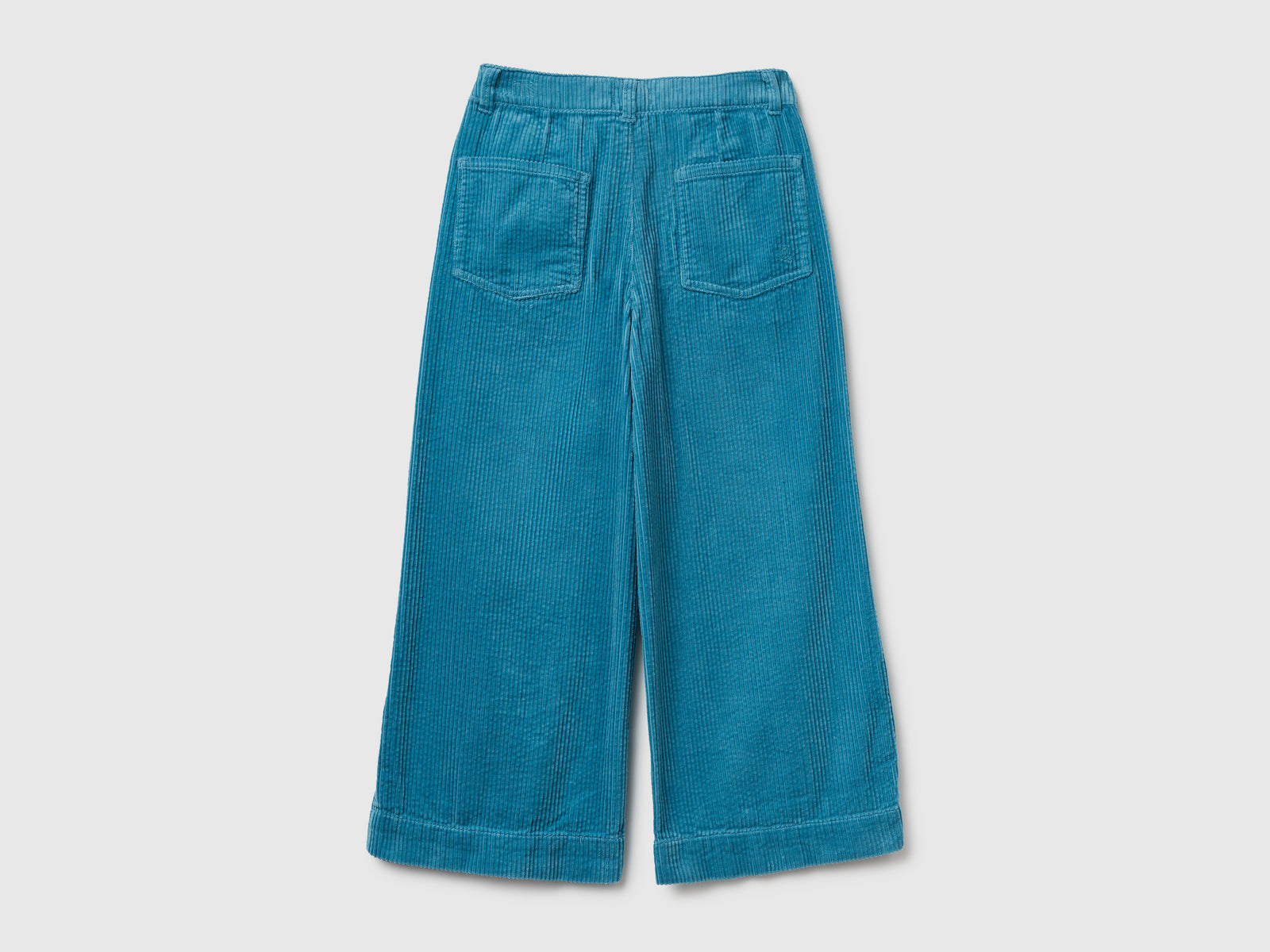 Pantaloni wide fit in velluto da bambina turchese 2 | Benetton Outlet