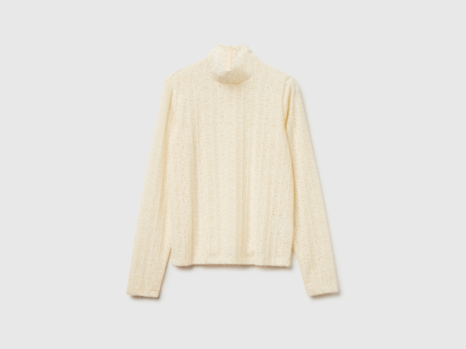 Blusa in pizzo slim fit da donna bianco panna | Benetton Outlet
