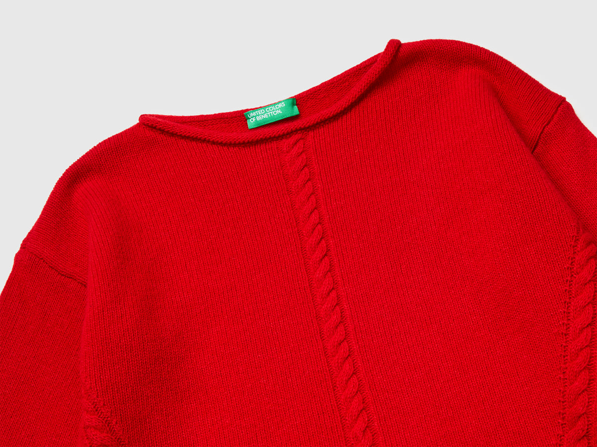 Maglia con trecce in misto lana