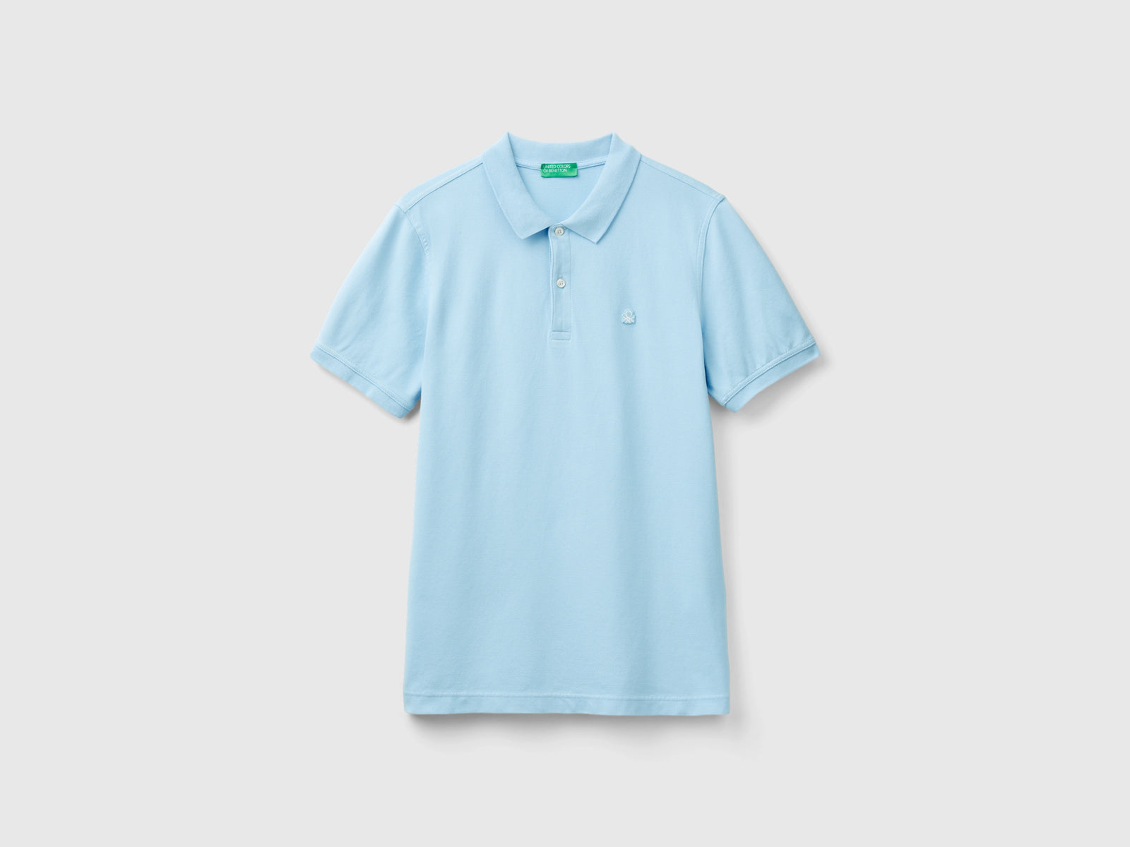 Polo slim fit carta da zucchero da uomo azzurro | Benetton Outlet