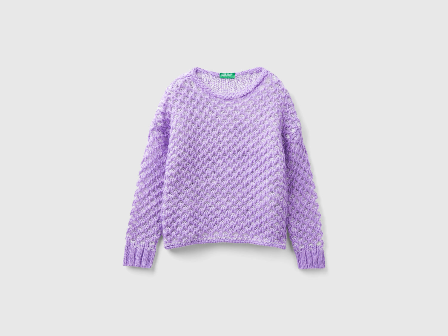Maglioncino con rete jacquard da bambina lilla | Benetton Outlet