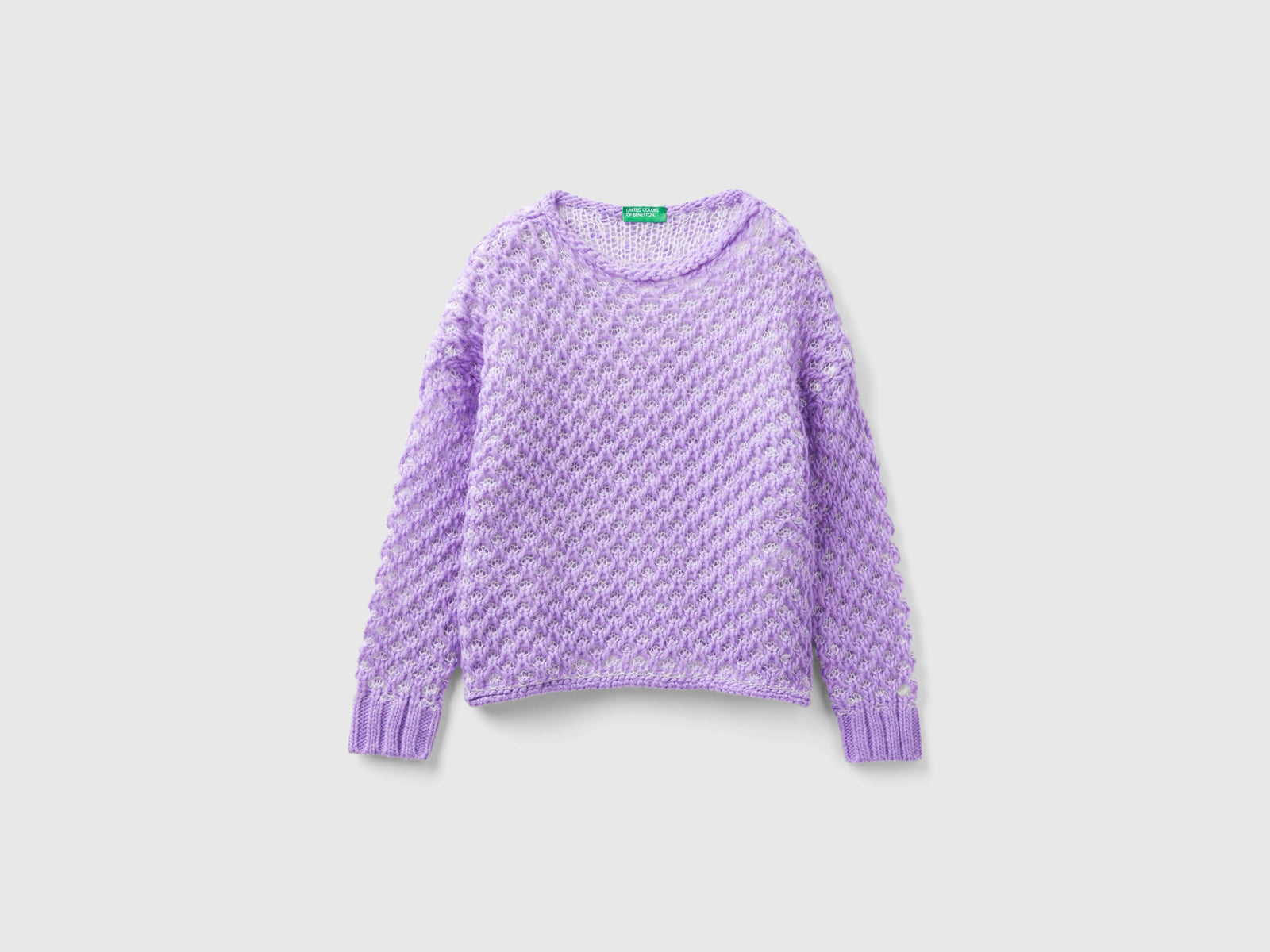Maglioncino con rete jacquard da bambina lilla | Benetton Outlet