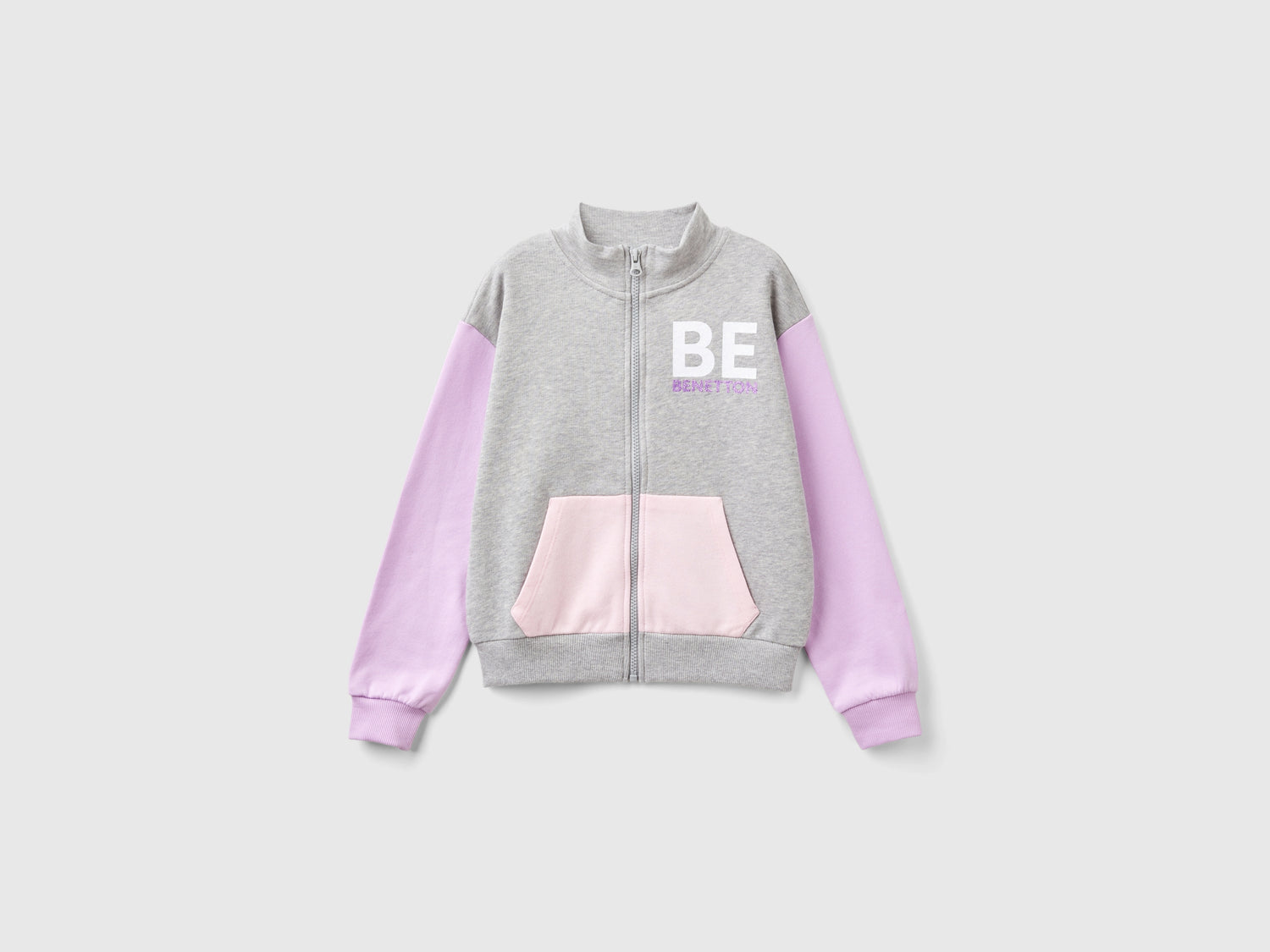 Felpa con zip e colletto da bambina multi-color | Benetton Outlet