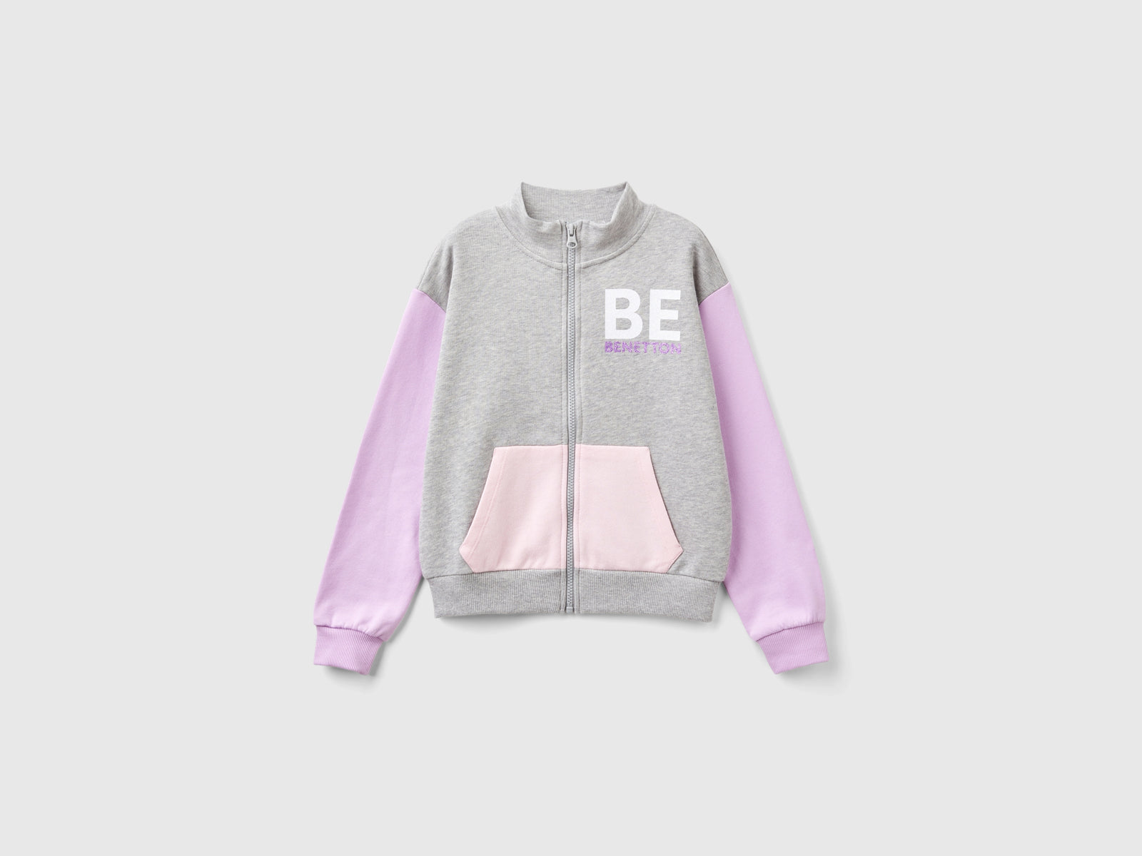 Felpa con zip e colletto da bambina multi-color | Benetton Outlet