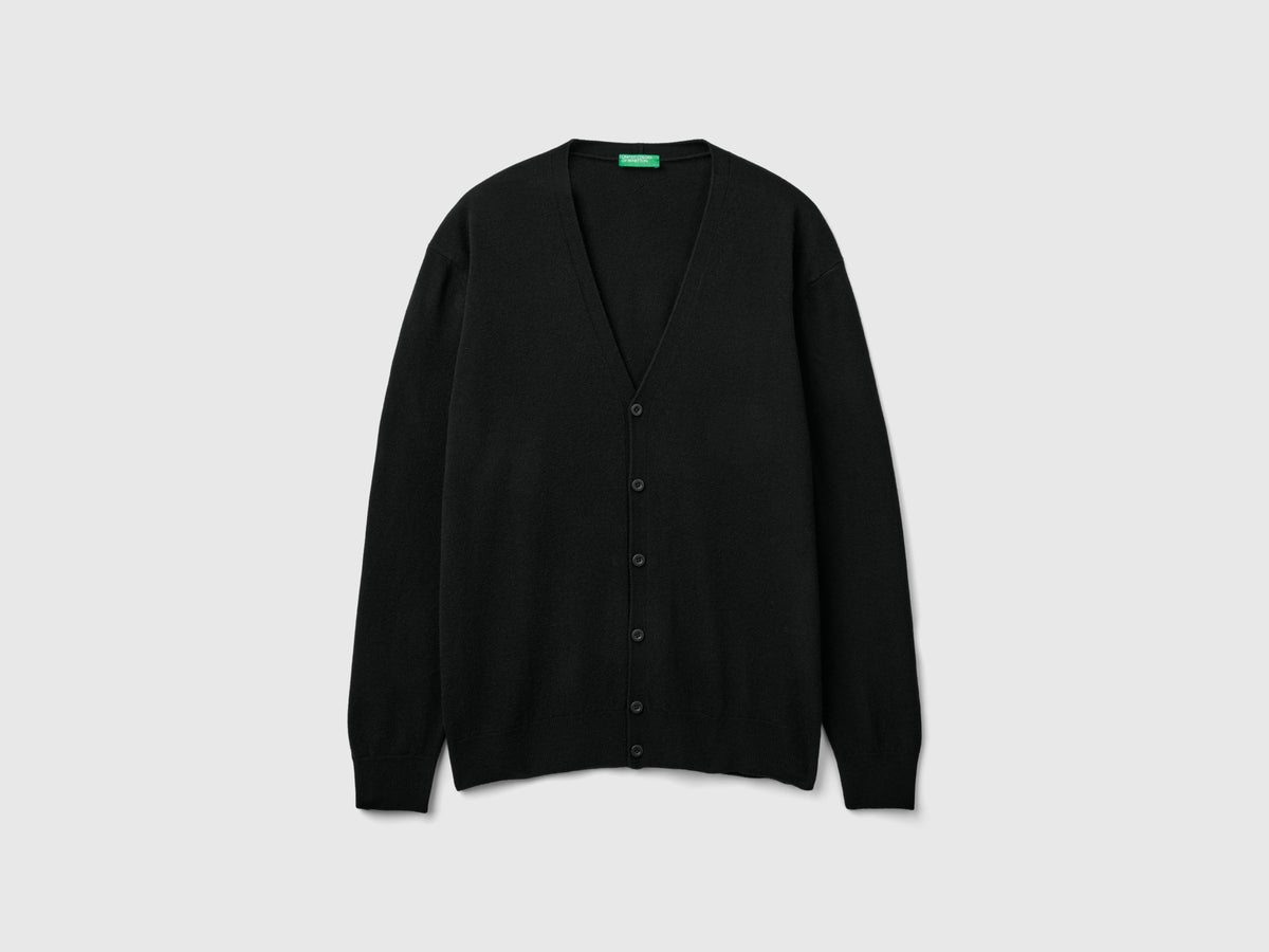 Cardigan scollo a V in pura lana Merino