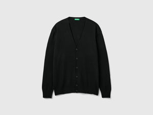 Cardigan scollo a V in pura lana Merino