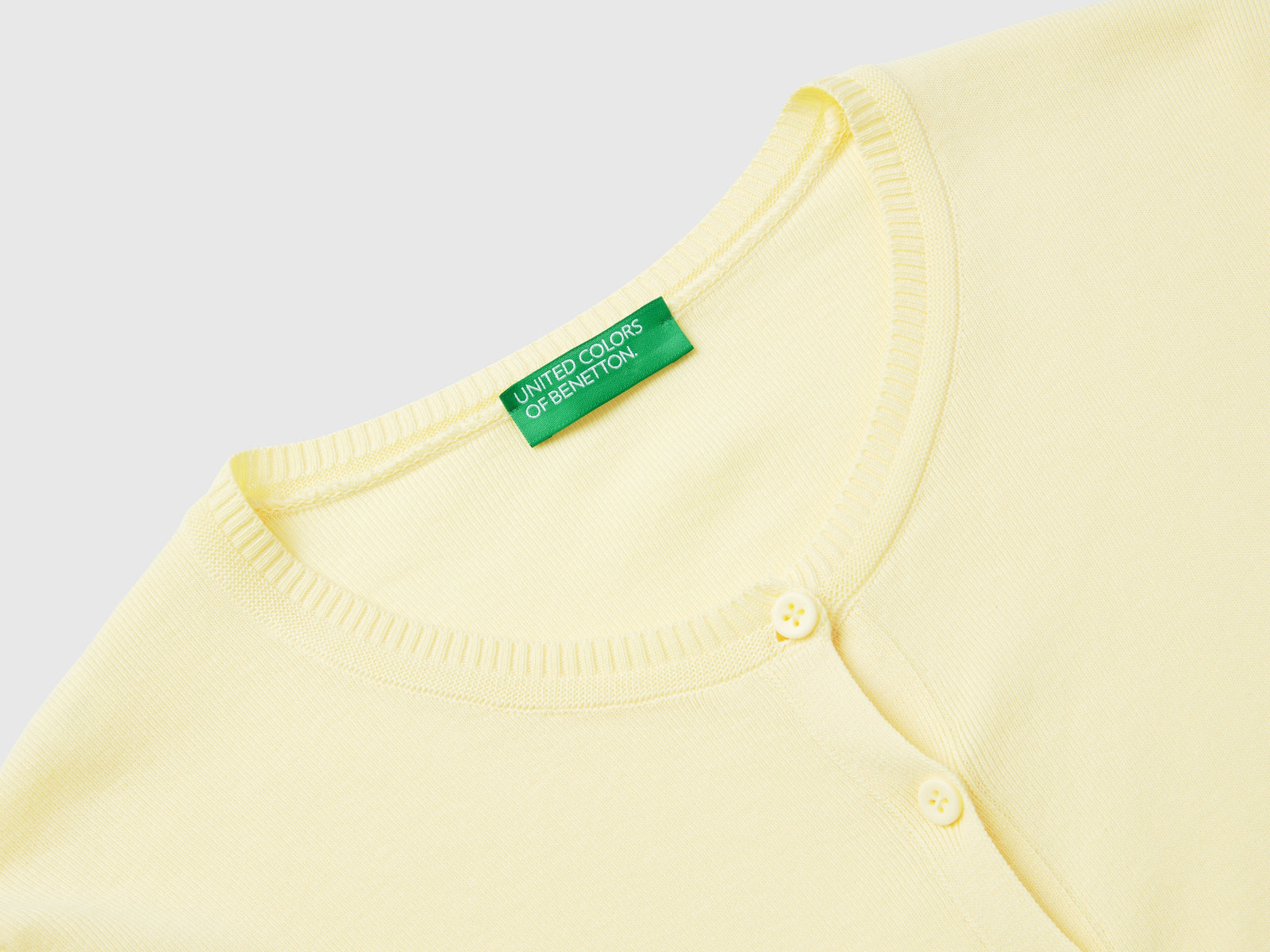 Cardigan girocollo in puro cotone da donna giallo 3 | Benetton Outlet