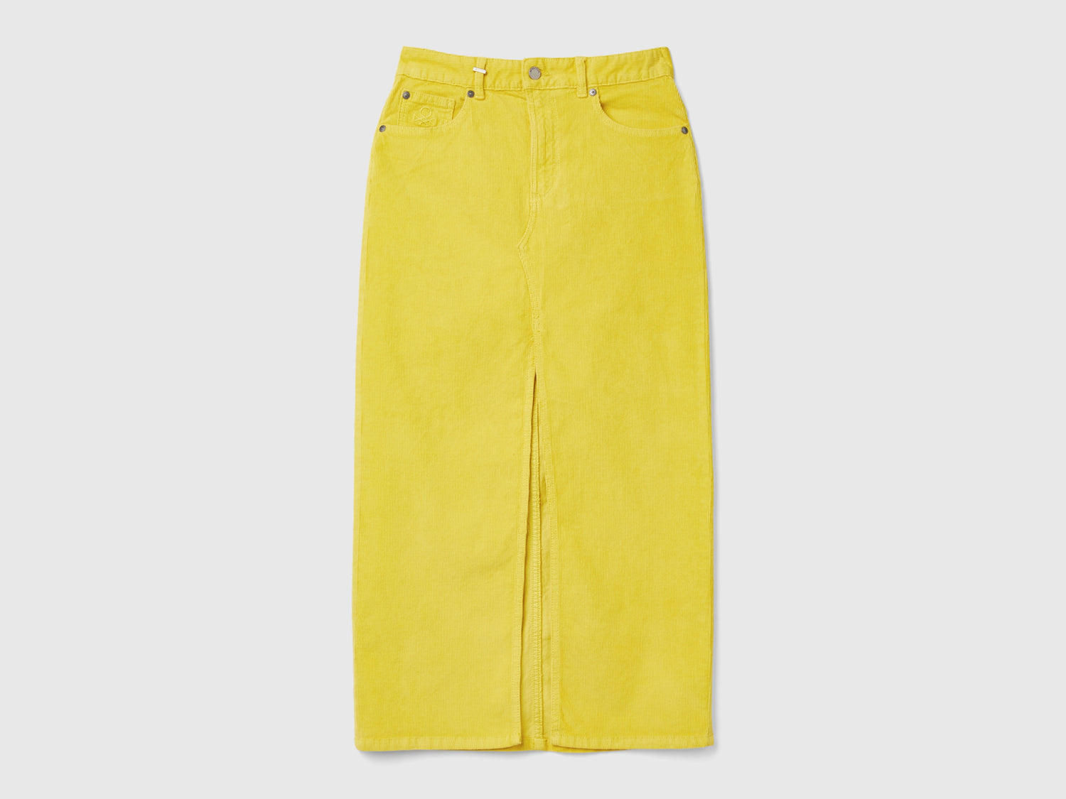 Gonna lunga in velluto a costine da donna giallo | Benetton Outlet
