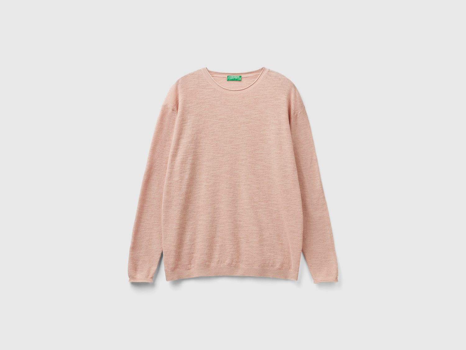 Maglia regular fit in misto lino da uomo rosa tenue | Benetton Outlet