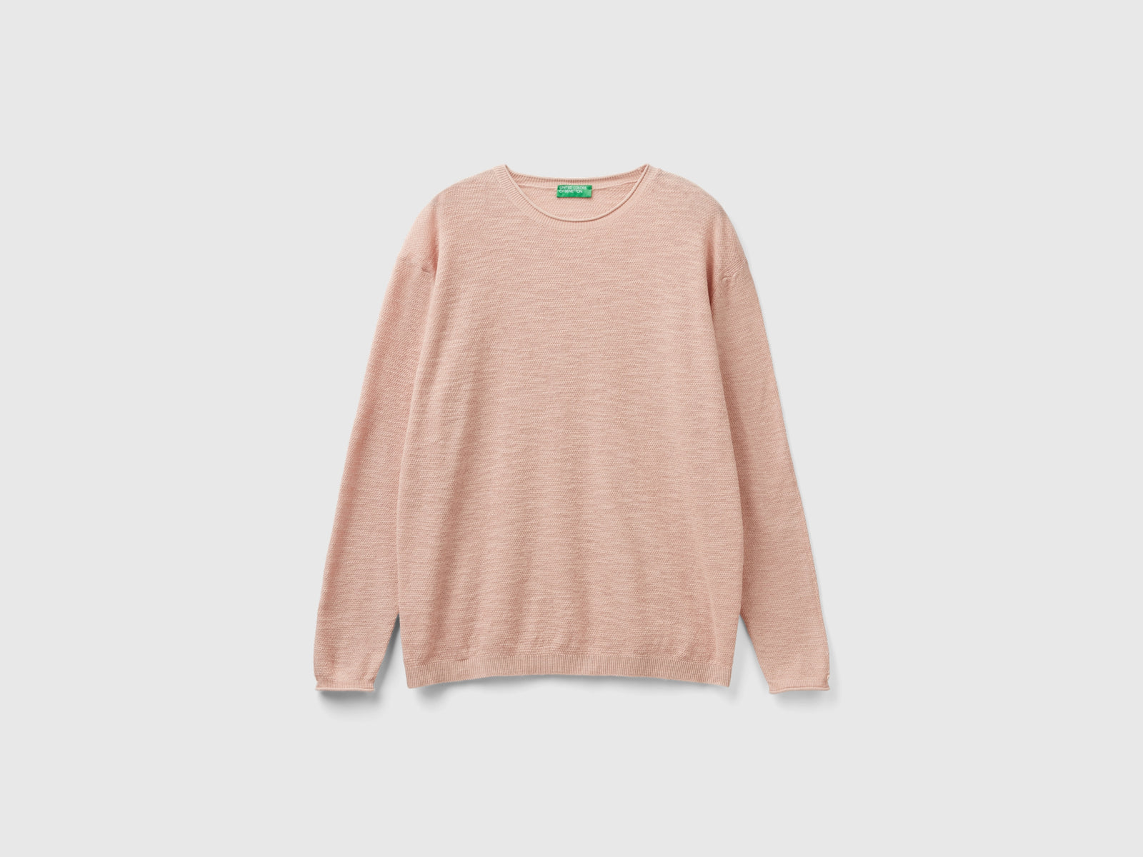 Maglia regular fit in misto lino da uomo rosa tenue | Benetton Outlet